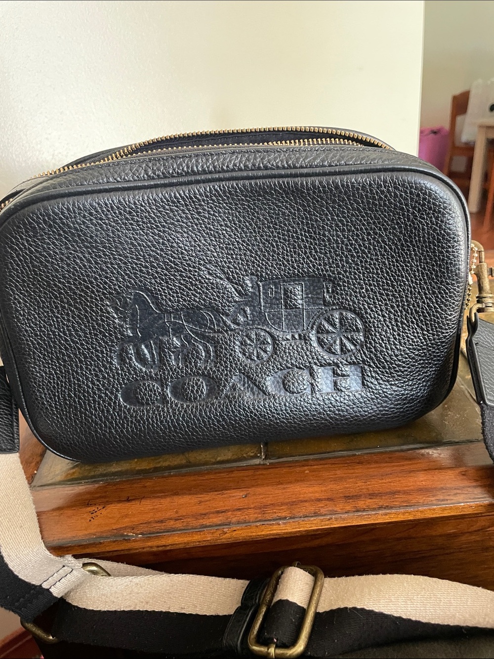 Coach Horse and Carriage Black Pebbled Leather Crossbody